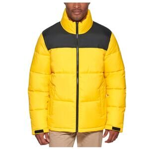 Club Room Men's Puffer Jacket Coat Medium Yellow Solid